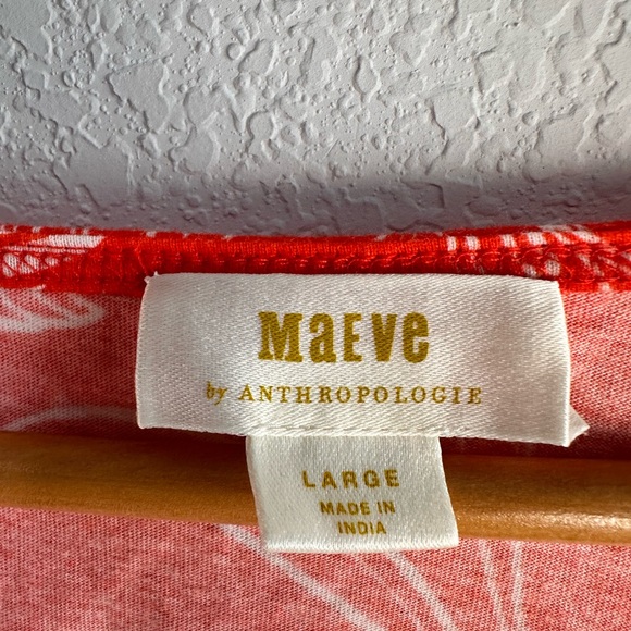 Anthropologie Red & White Floral Puff-Sleeve Top - Picture 3 of 5